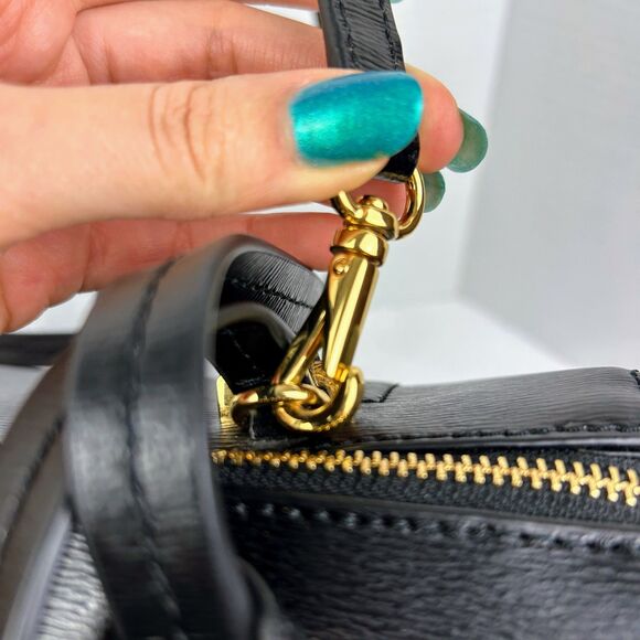 Ralph Lauren Sabine Dome Satchel Shoulder Bag Black Leather Gold HW Luxury Purse - Picture 10 of 16